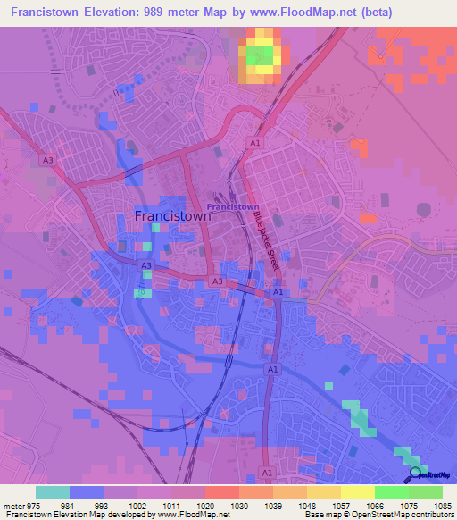 Francistown,Botswana Elevation Map