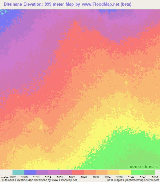 Ditsinane,Botswana Elevation Map
