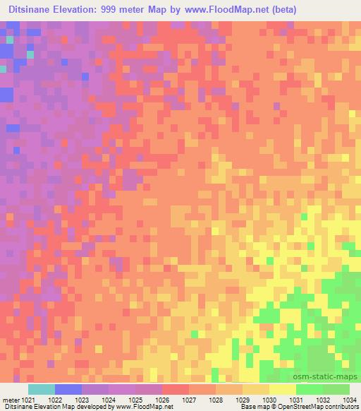 Ditsinane,Botswana Elevation Map