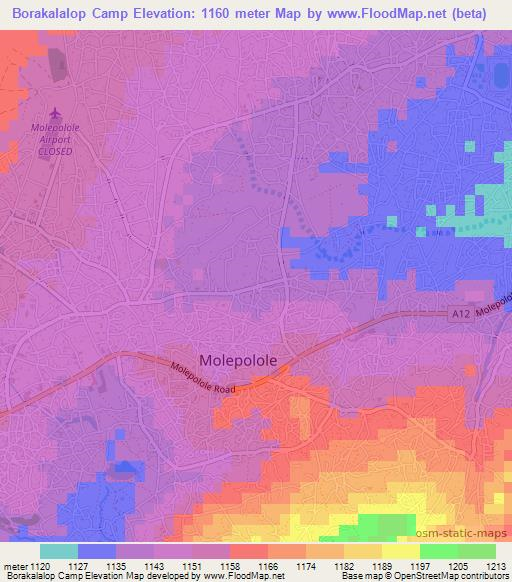 Borakalalop Camp,Botswana Elevation Map