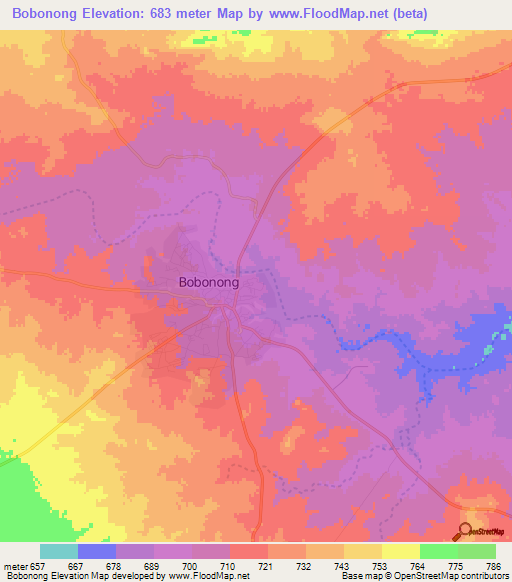 Bobonong,Botswana Elevation Map