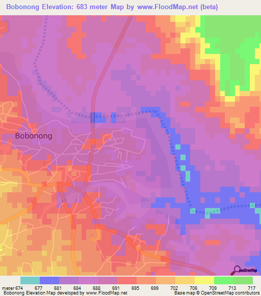 Bobonong,Botswana Elevation Map