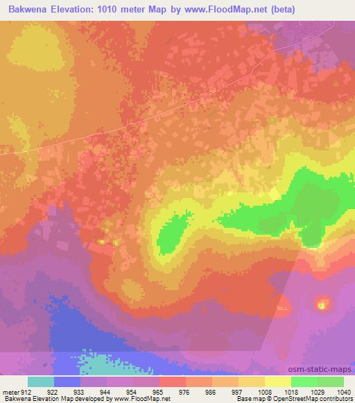 Bakwena,Botswana Elevation Map