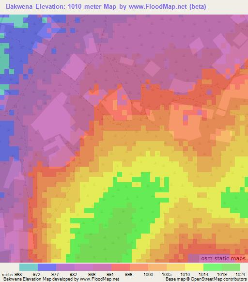Bakwena,Botswana Elevation Map