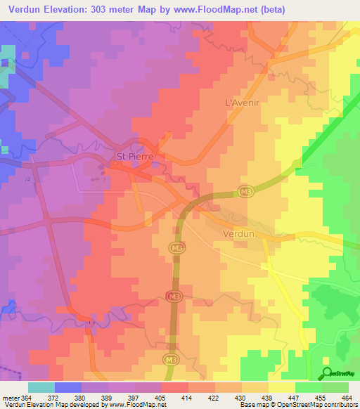 Verdun,Mauritius Elevation Map