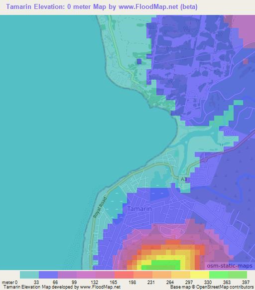 Tamarin,Mauritius Elevation Map
