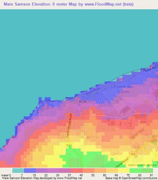 Mare Samson,Mauritius Elevation Map