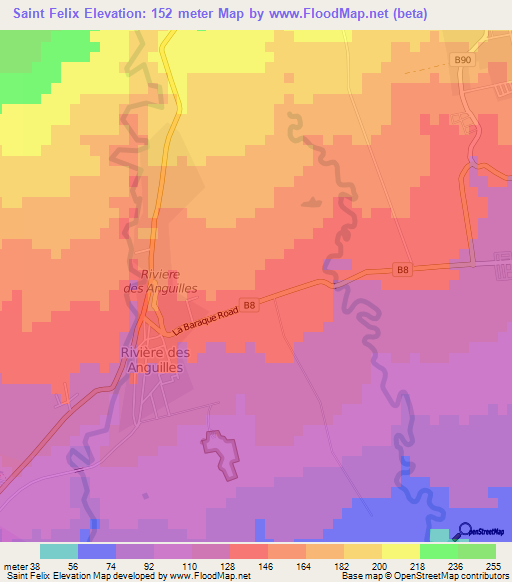 Saint Felix,Mauritius Elevation Map