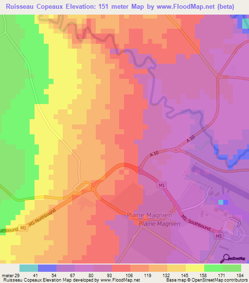 Ruisseau Copeaux,Mauritius Elevation Map