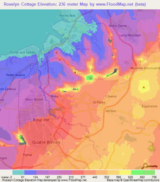 Roselyn Cottage,Mauritius Elevation Map