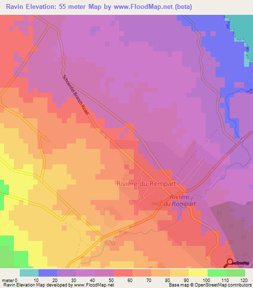 Ravin,Mauritius Elevation Map