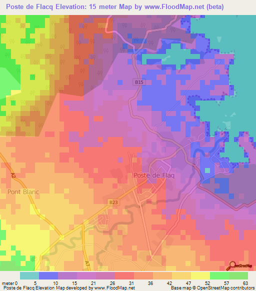 Poste de Flacq,Mauritius Elevation Map