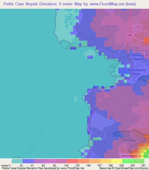 Petite Case Noyale,Mauritius Elevation Map