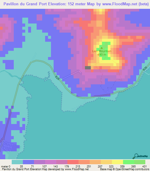 Pavillon du Grand Port,Mauritius Elevation Map