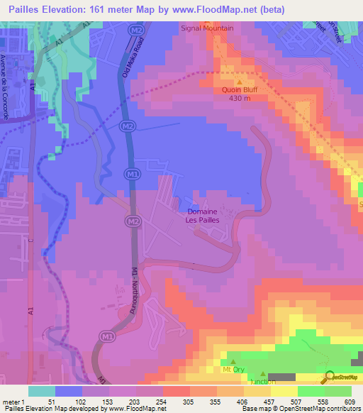 Pailles,Mauritius Elevation Map