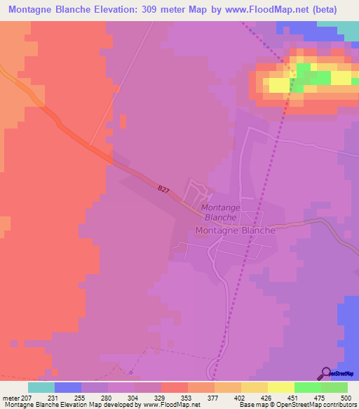 Montagne Blanche,Mauritius Elevation Map
