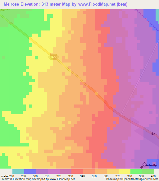 Melrose,Mauritius Elevation Map