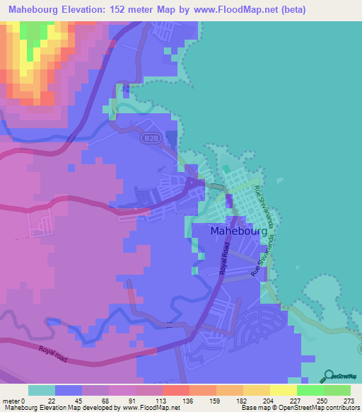 Mahebourg,Mauritius Elevation Map