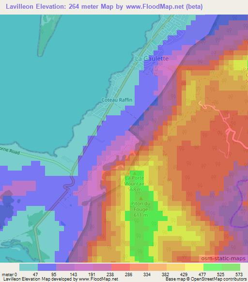 Lavilleon,Mauritius Elevation Map