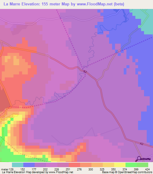 La Marre,Mauritius Elevation Map