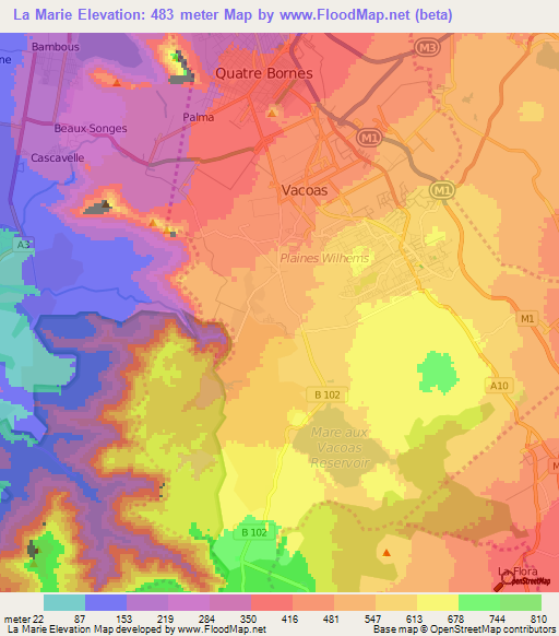 La Marie,Mauritius Elevation Map