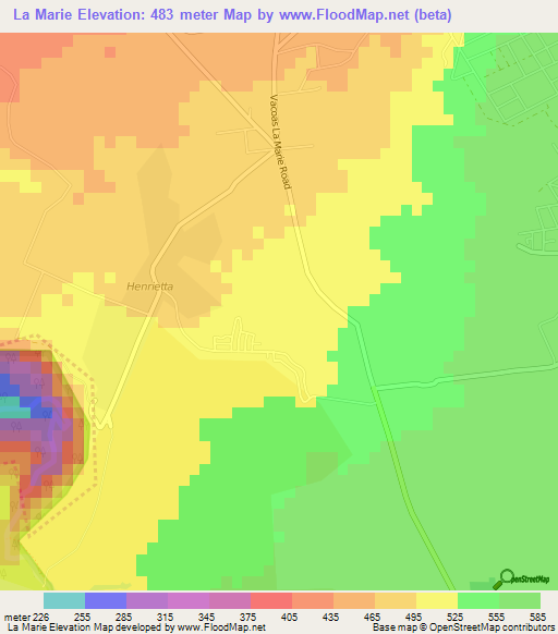 La Marie,Mauritius Elevation Map