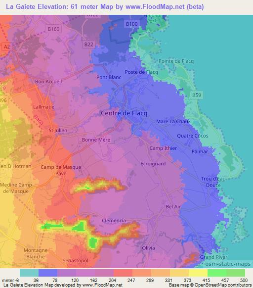 La Gaiete,Mauritius Elevation Map