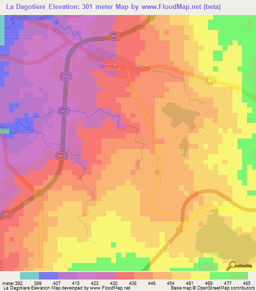 La Dagotiere,Mauritius Elevation Map