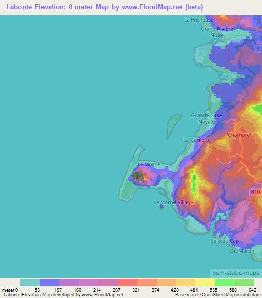 Labonte,Mauritius Elevation Map