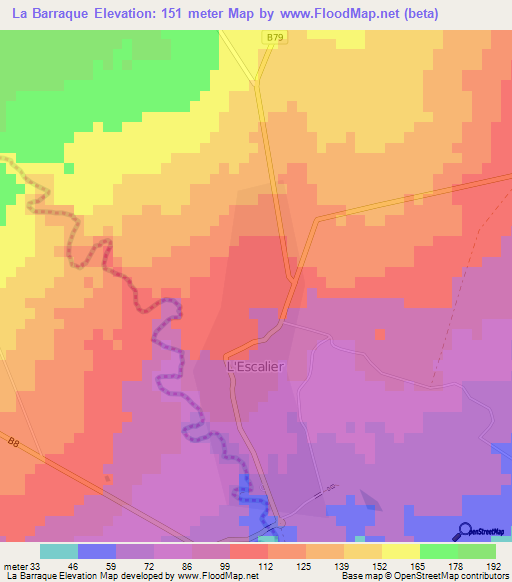 La Barraque,Mauritius Elevation Map