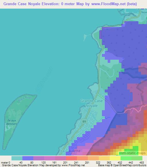 Grande Case Noyale,Mauritius Elevation Map