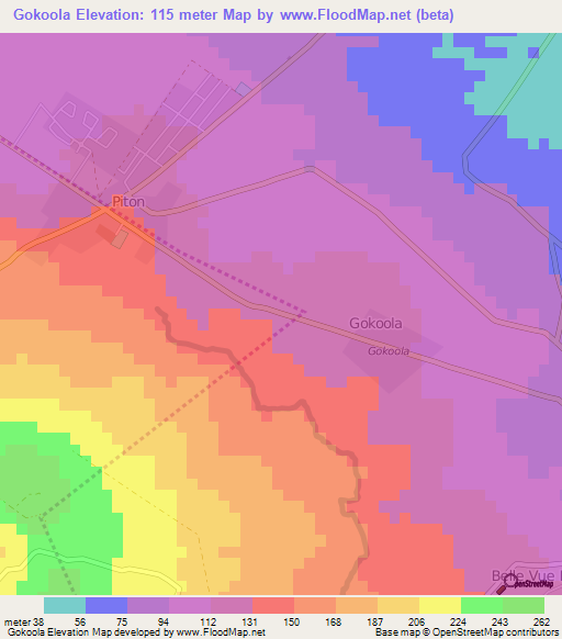 Gokoola,Mauritius Elevation Map