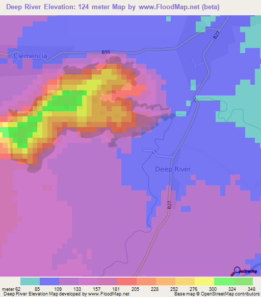 Deep River,Mauritius Elevation Map