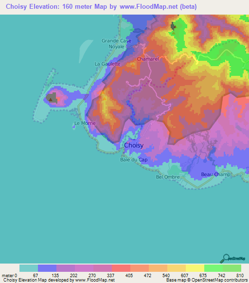 Choisy,Mauritius Elevation Map