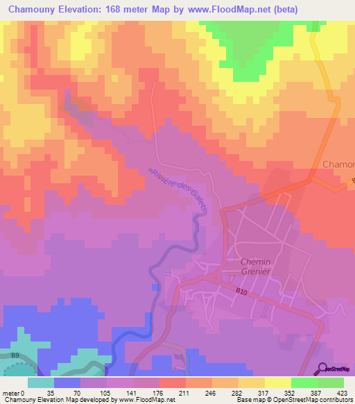 Chamouny,Mauritius Elevation Map