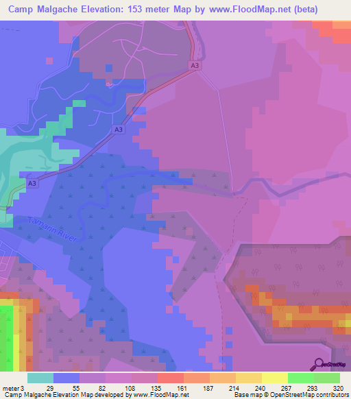 Camp Malgache,Mauritius Elevation Map