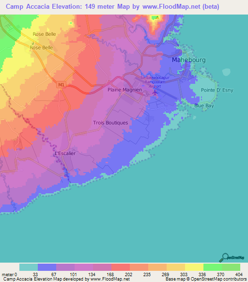 Camp Accacia,Mauritius Elevation Map