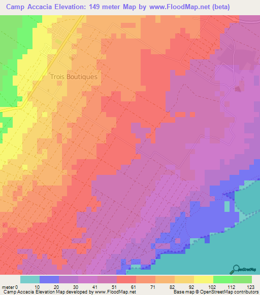 Camp Accacia,Mauritius Elevation Map