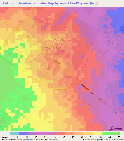 Belmont,Mauritius Elevation Map