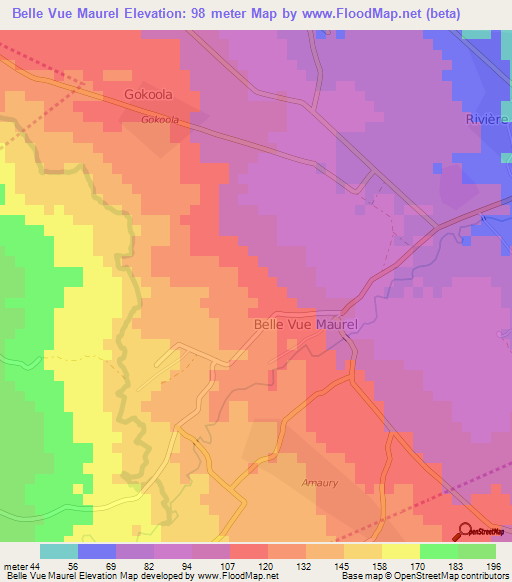 Belle Vue Maurel,Mauritius Elevation Map