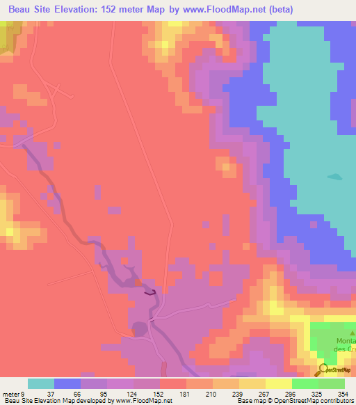 Beau Site,Mauritius Elevation Map