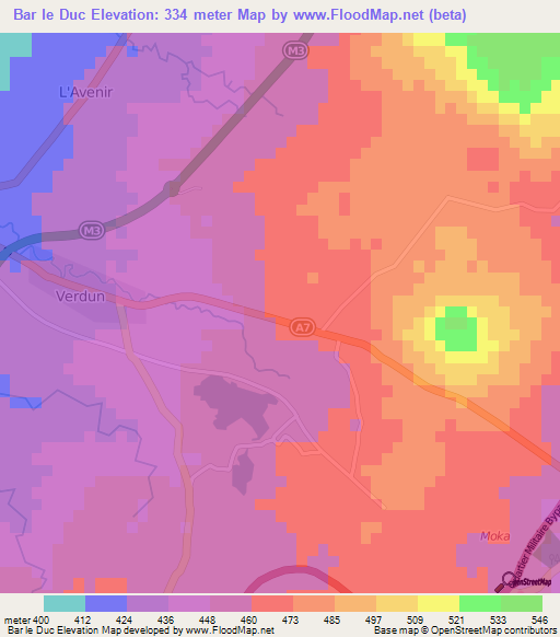 Bar le Duc,Mauritius Elevation Map