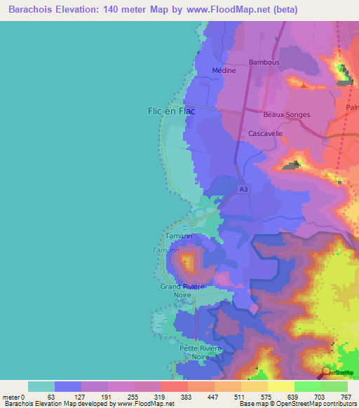 Barachois,Mauritius Elevation Map