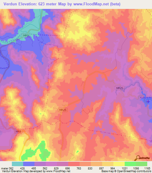 Verdun,Swaziland Elevation Map