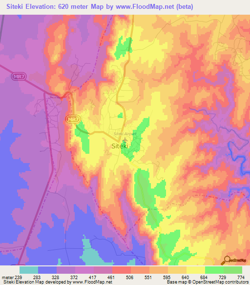 Siteki,Swaziland Elevation Map