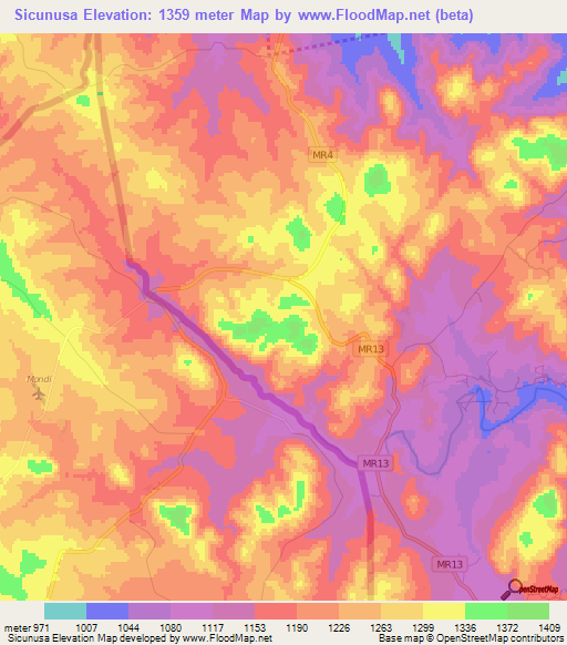 Sicunusa,Swaziland Elevation Map