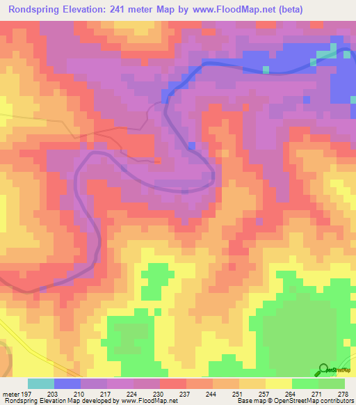 Rondspring,Swaziland Elevation Map