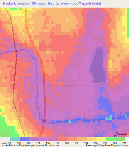 Nsoko,Swaziland Elevation Map