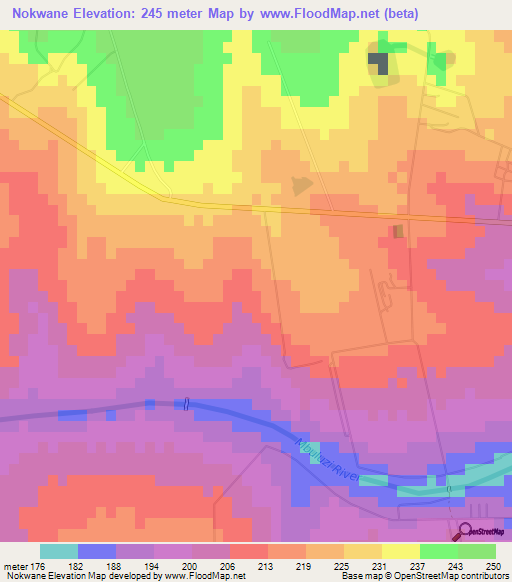 Nokwane,Swaziland Elevation Map