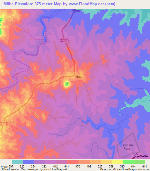 Mliba,Swaziland Elevation Map